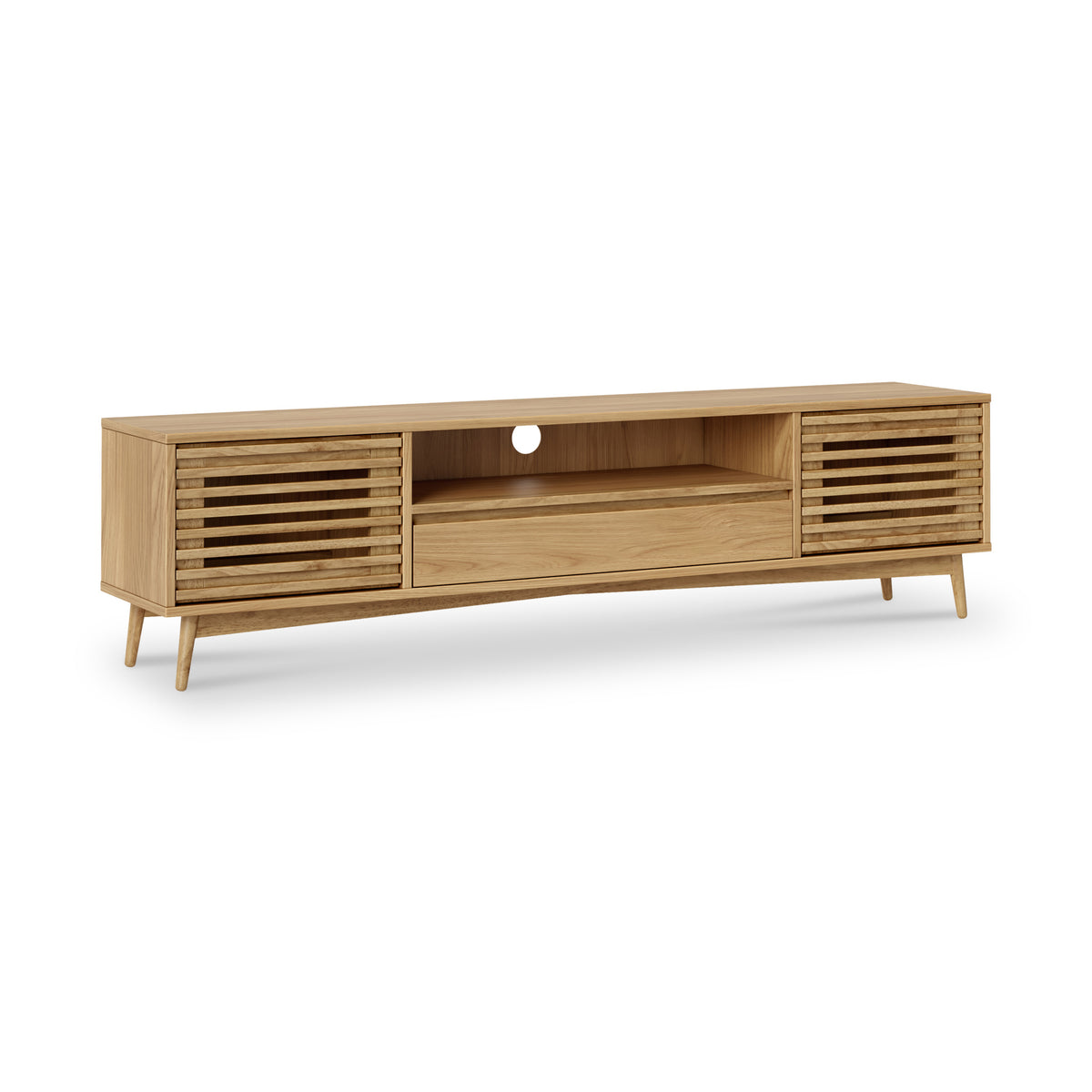 Kari-oak-190cm-extra-wide-tv-unit-light-stain from Roseland Furniture