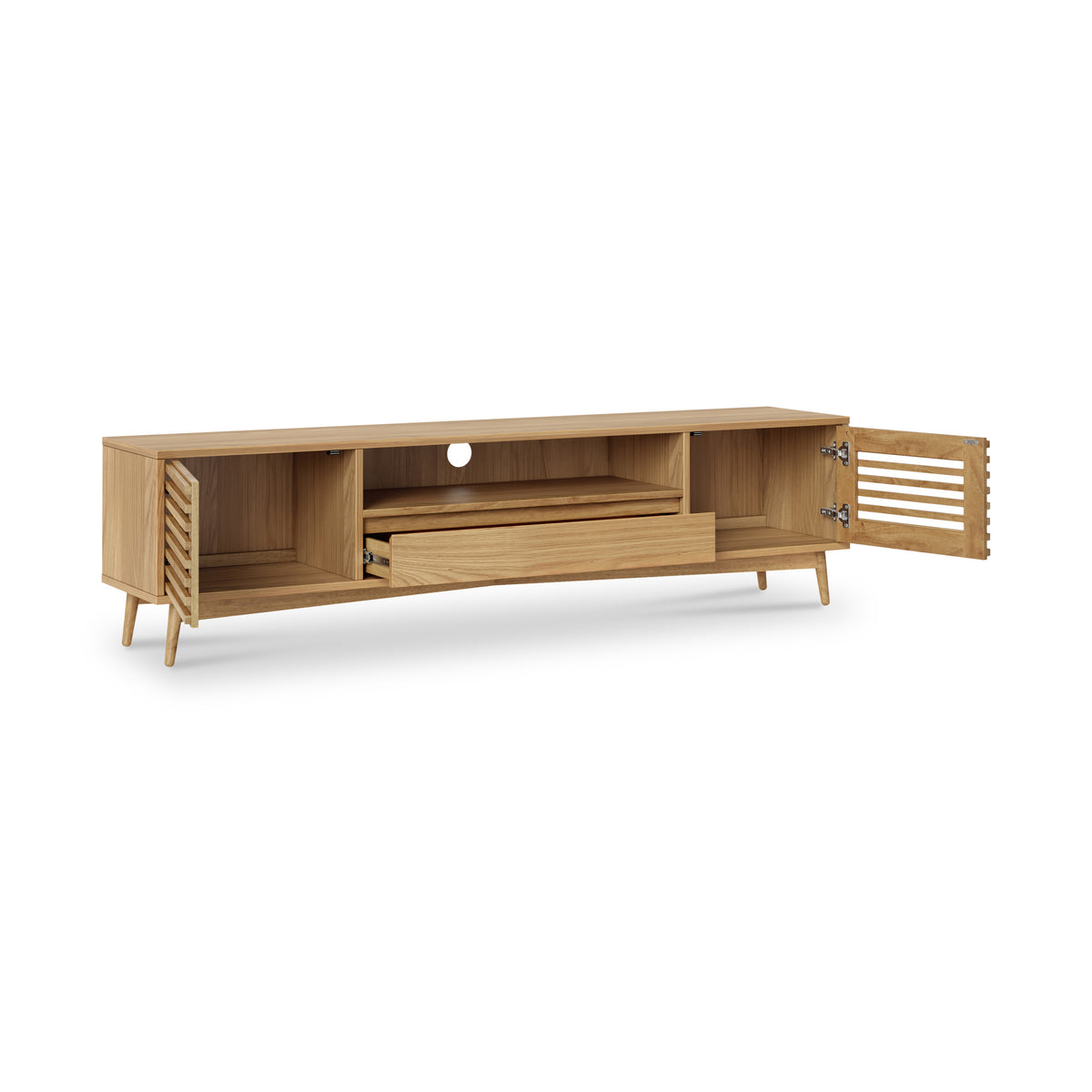 Kari-oak-190cm-extra-wide-tv-unit-light-stain from Roseland Furniture