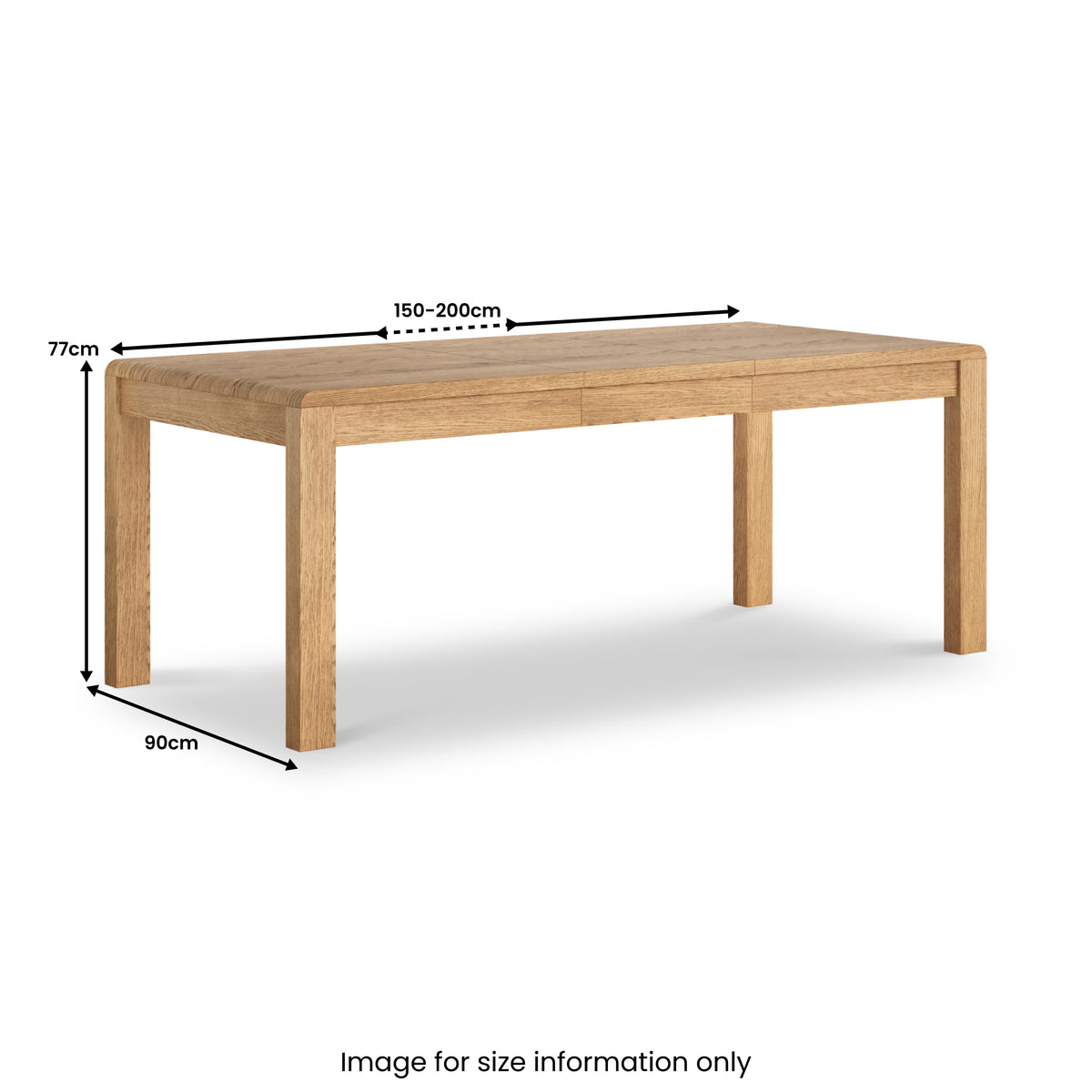 Penryn Oak 150-200cm Extending Dining Table Size1 from Roseland Furniture