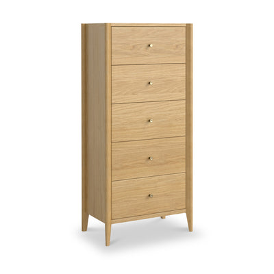 Cavell Oak 5 Drawer Tallboy Chest