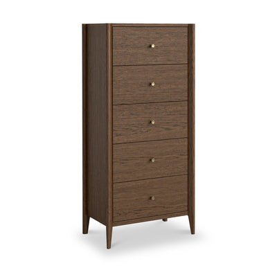 Cavell Oak 5 Drawer Tallboy Chest