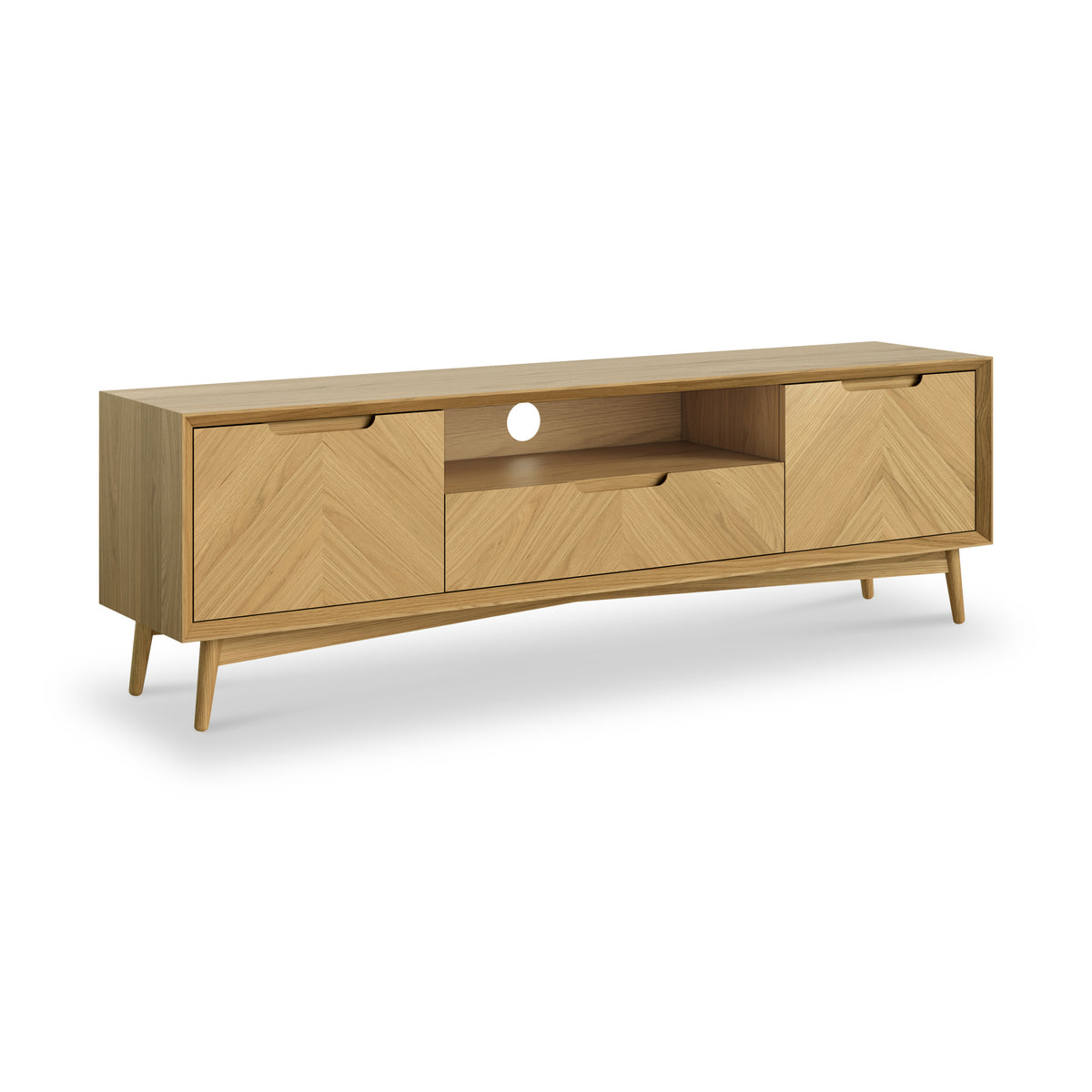 Flintham Oak 160cm Large TV Unit Dims from Roseland Furniture