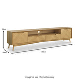 Flintham Oak 210cm Wide TV Unit Dims from Roseland Furniture