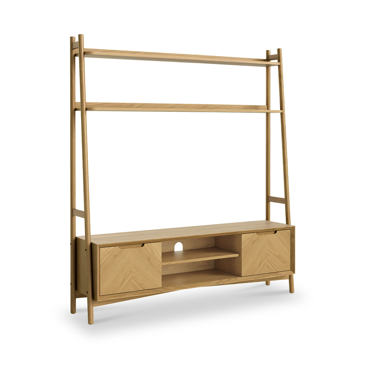 Flintham Oak 160cm Ladder Display and TV Unit Dims from Roseland Furniture