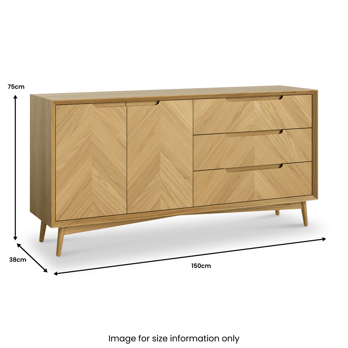 Flintham Oak Large Sideboard Dims from Roseland Furniture