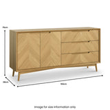 Flintham Oak Large Sideboard Dims from Roseland Furniture