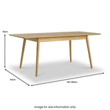 Flintham Oak 140-190cm Ext Dining Table Dims from Roseland Furniture