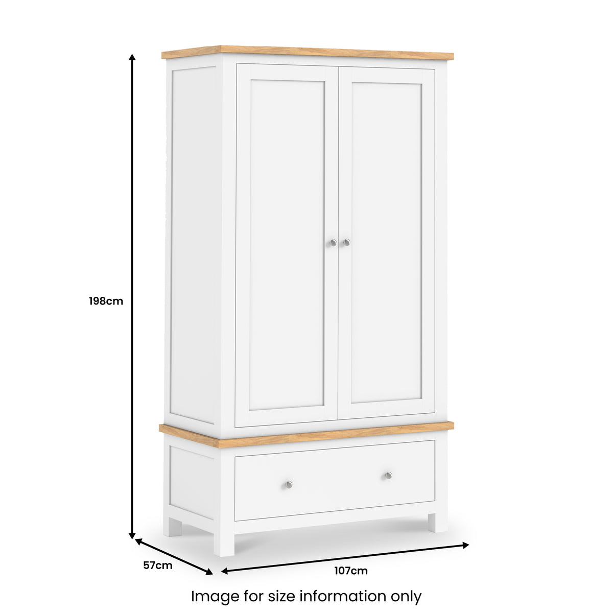 Farrow-XL-Double-Wardrobe-w-Drawer-white from Roseland Furniture