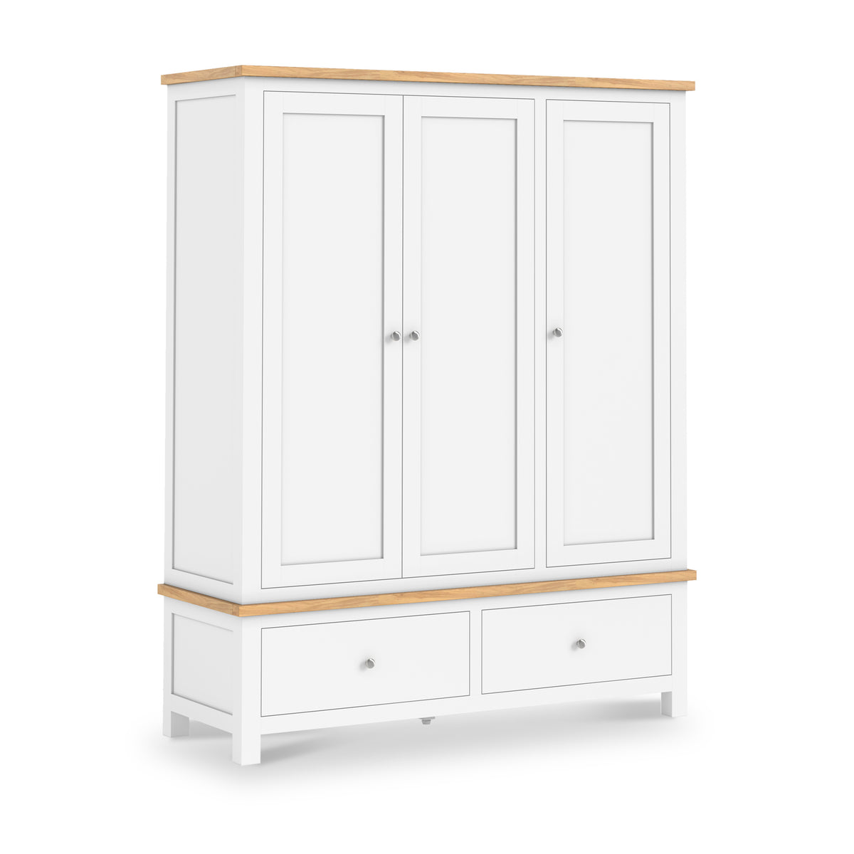 Farrow-XL-Triple-Wardrobe-w-2Drawer-white from Roseland Furniture