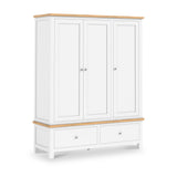 Farrow-XL-Triple-Wardrobe-w-2Drawer-white from Roseland Furniture