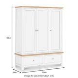 Farrow-XL-Triple-Wardrobe-w-2Drawer-white from Roseland Furniture