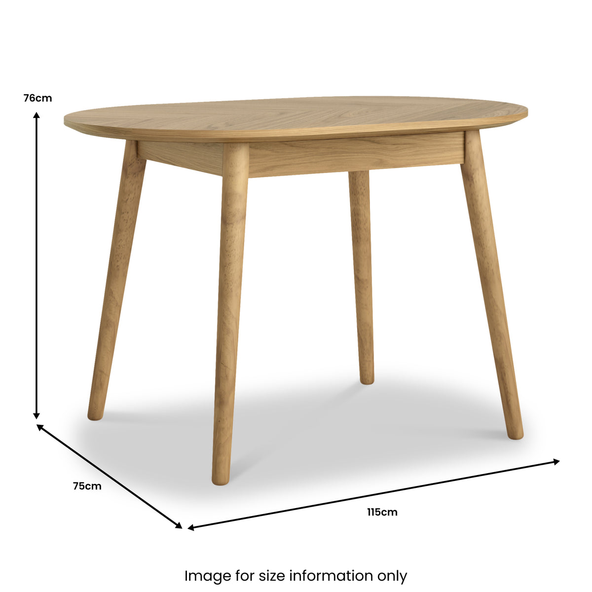 Flintham Oak 115cm Oval Dining Table Dims from Roseland Furniture