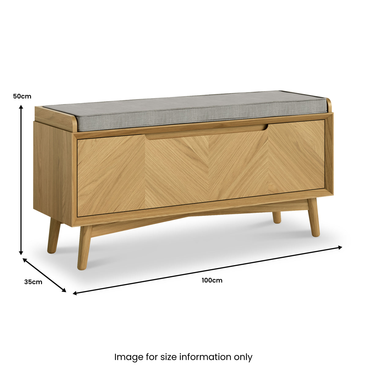 Flintham Oak Storage Bench Dims from Roseland Furniture