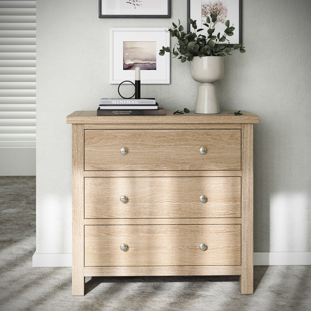 Farrow-Oak-3-Drawer-Chest from Roseland Furniture