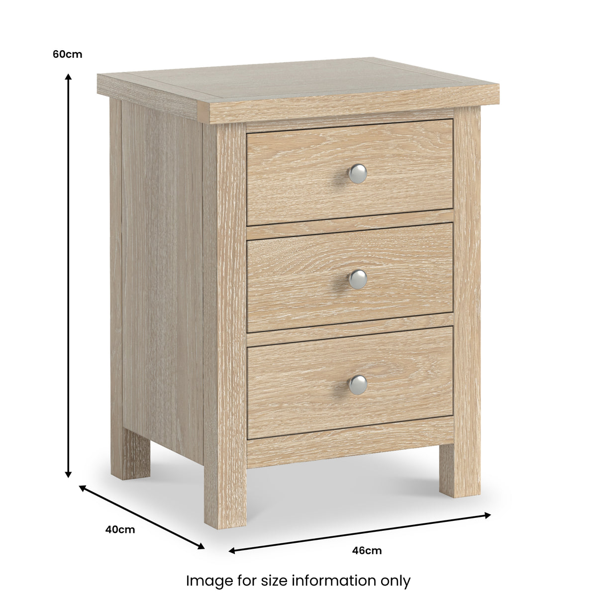 Farrow-oak-xl-3-drawer-bedside  from Roseland Furniture