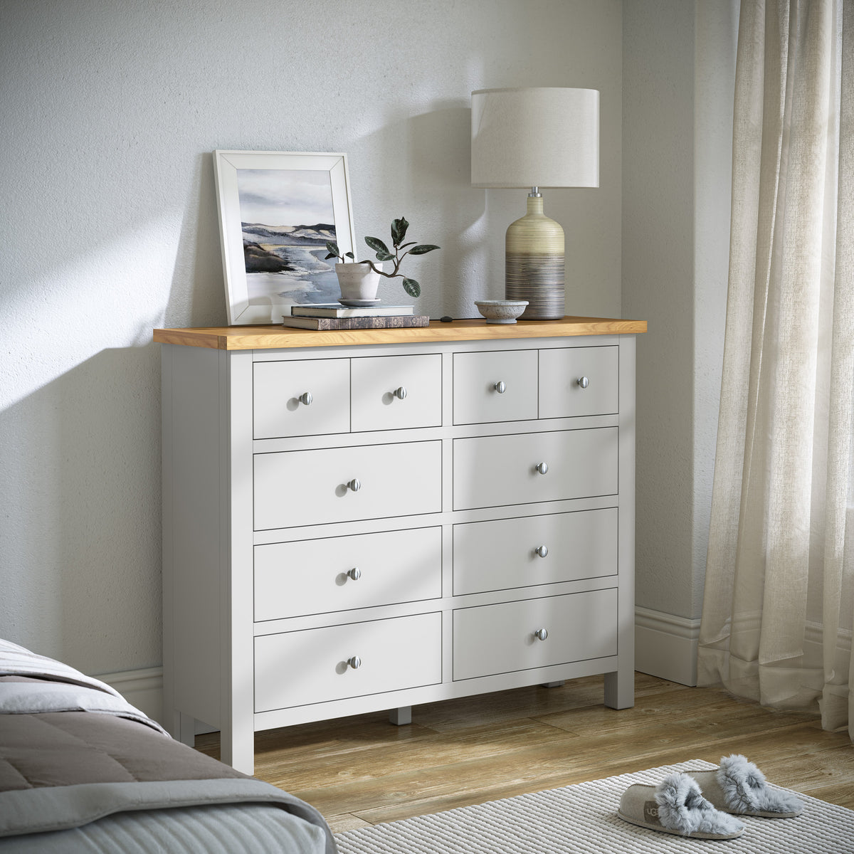 Farrow-4-over-6-drawer-chest-grey  from Roseland Furniture