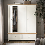 Farrow-xl-triple-wardrobe-with-2-drawers-cream from Roseland Furniture