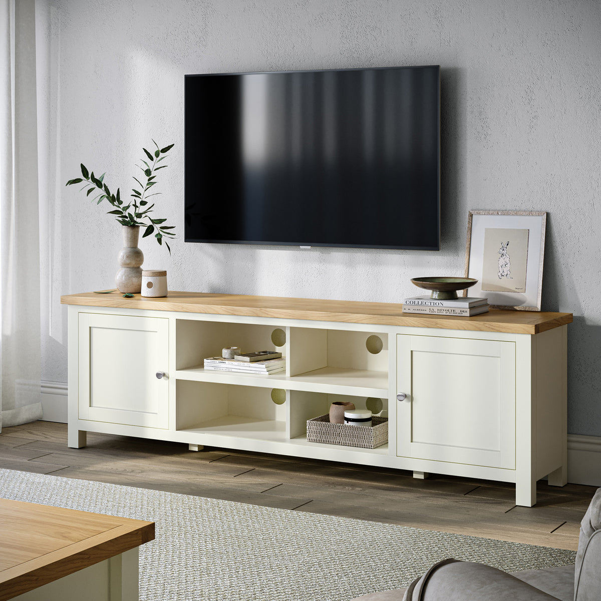 Farrow-xl-190cm-tv-stand-cream from Roseland Furniture