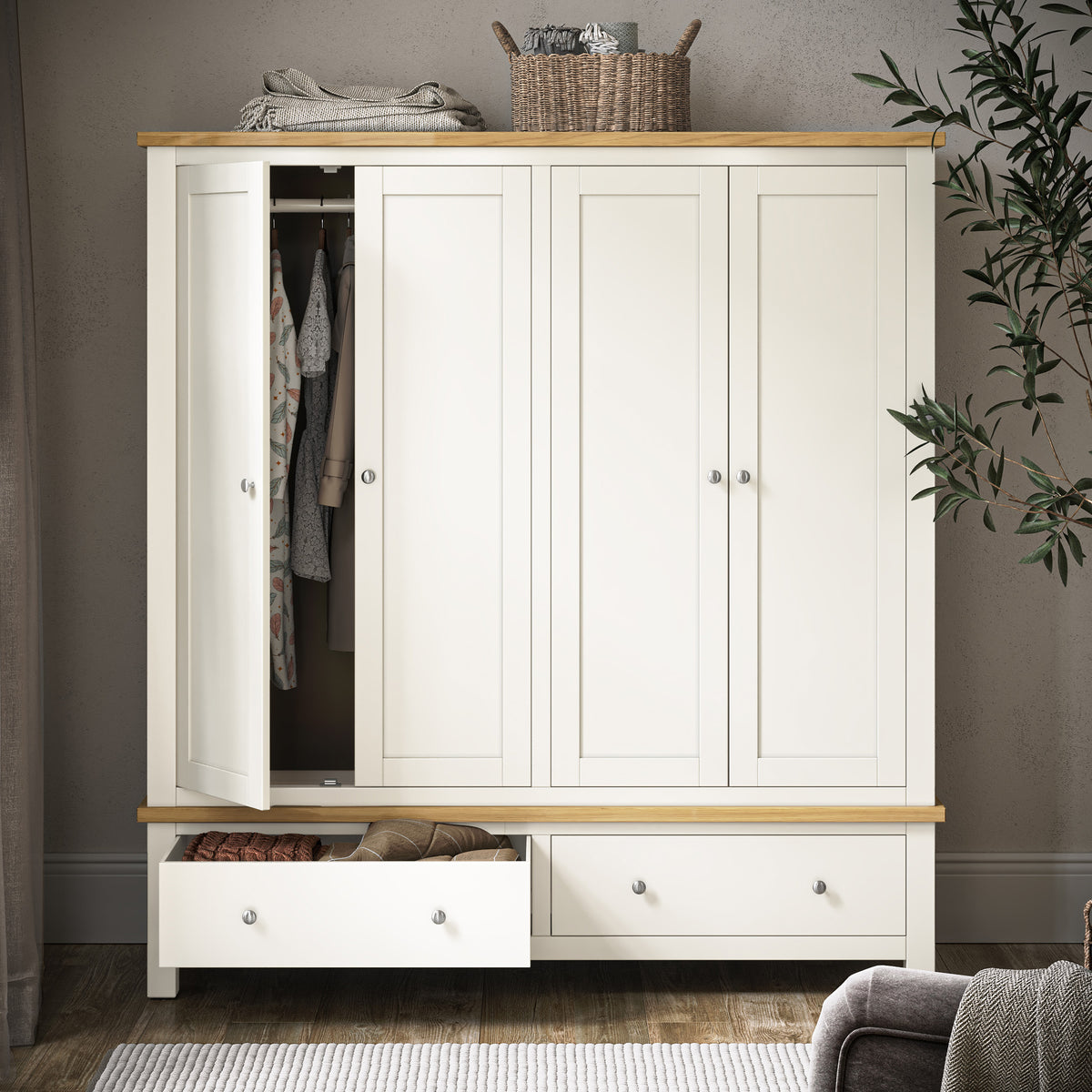 Farrow-4-door-wardrobe-cream from Roseland Furniture