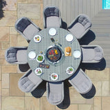 Maze Oxford 8 Seat Round Fire Pit Dining Set with Lazy Susan