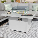 Maze Amalfi White Small Outdoor Corner Dining with Square Fire Pit Table