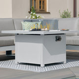 Maze Amalfi White Small Outdoor Corner Dining with Square Fire Pit Table