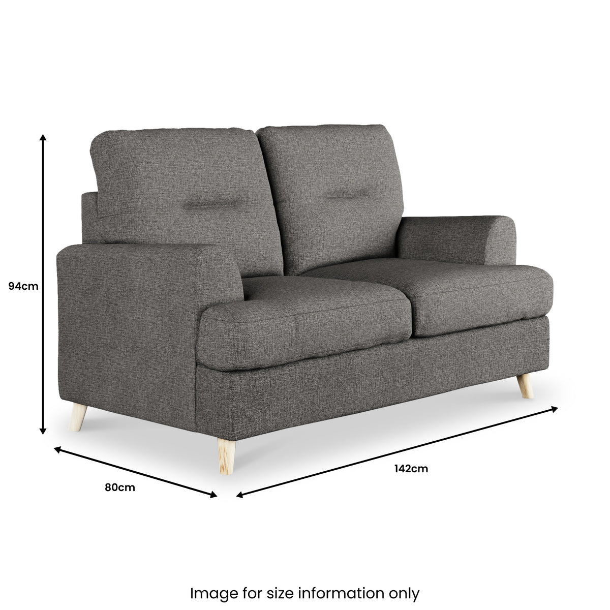 Foxton Charcoal 2 Seater Sofa Dimensions