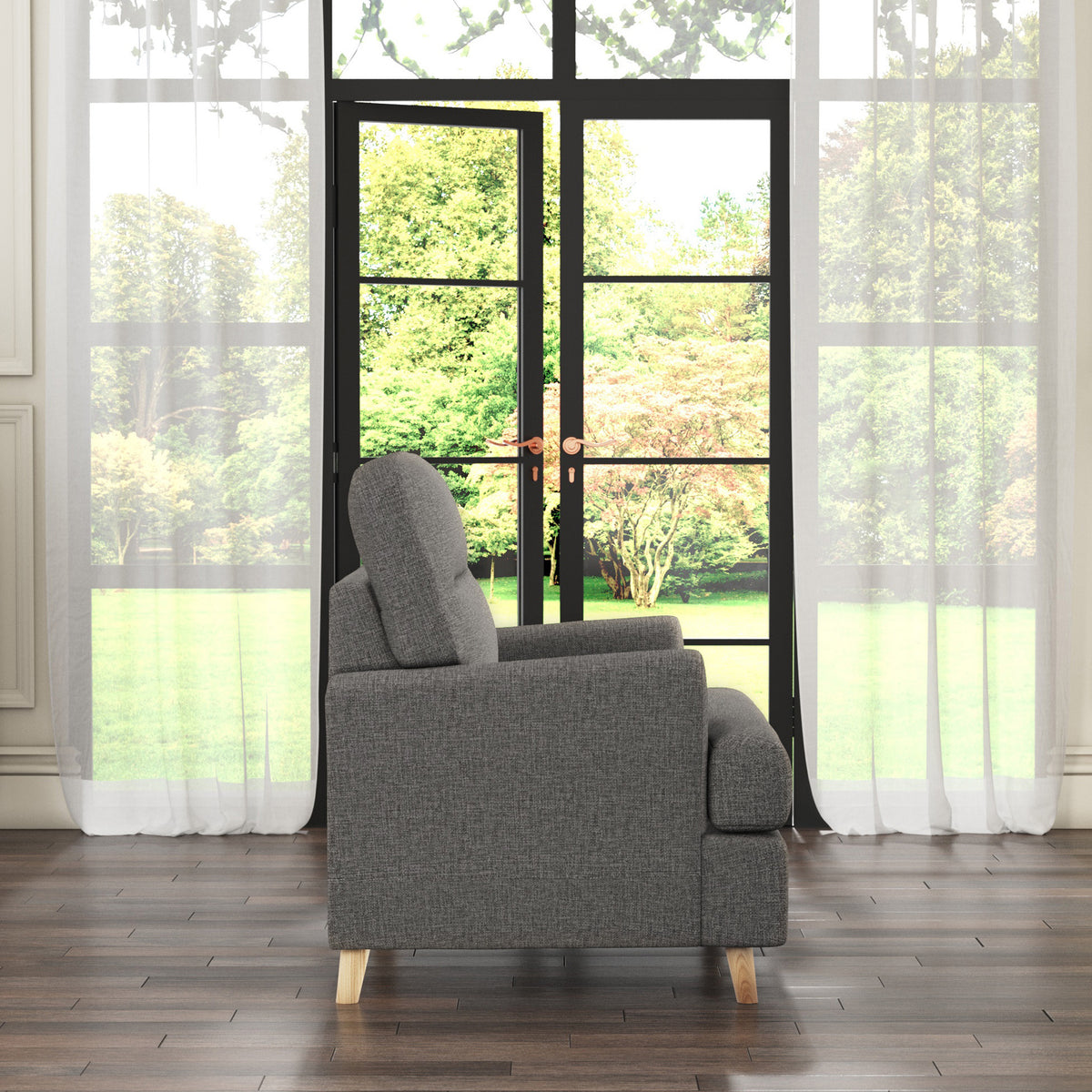 Foxton Charcoal Snuggler Armchair from Roseland furniture