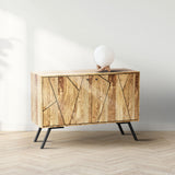 Maddox Grooved Mango Wood 2 Door Sideboard Cabinet for living room