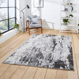 Aldrin Grey Distressed Metallic Effect Rug for living room