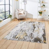 Aldrin Gold Distressed Metallic Effect Rug