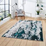 Aldrin Green Distressed Metallic Effect Rug for living room