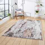 Aldrin Rose Distressed Metallic Effect Rug for living room