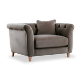 Clarence Mushroom Velvet Chesterfield Armchair from roseland Furniture