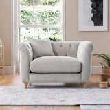 Clarence Chalk Velvet Chesterfield Armchair for living room