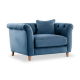 Clarence Sky Blue Velvet Chesterfield Armchair from Roseland Furniture