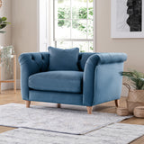 Clarence Sky Blue Velvet Chesterfield Living Room Chair