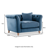 Clarence Sky Blue Velvet Chesterfield Armchair dimensions