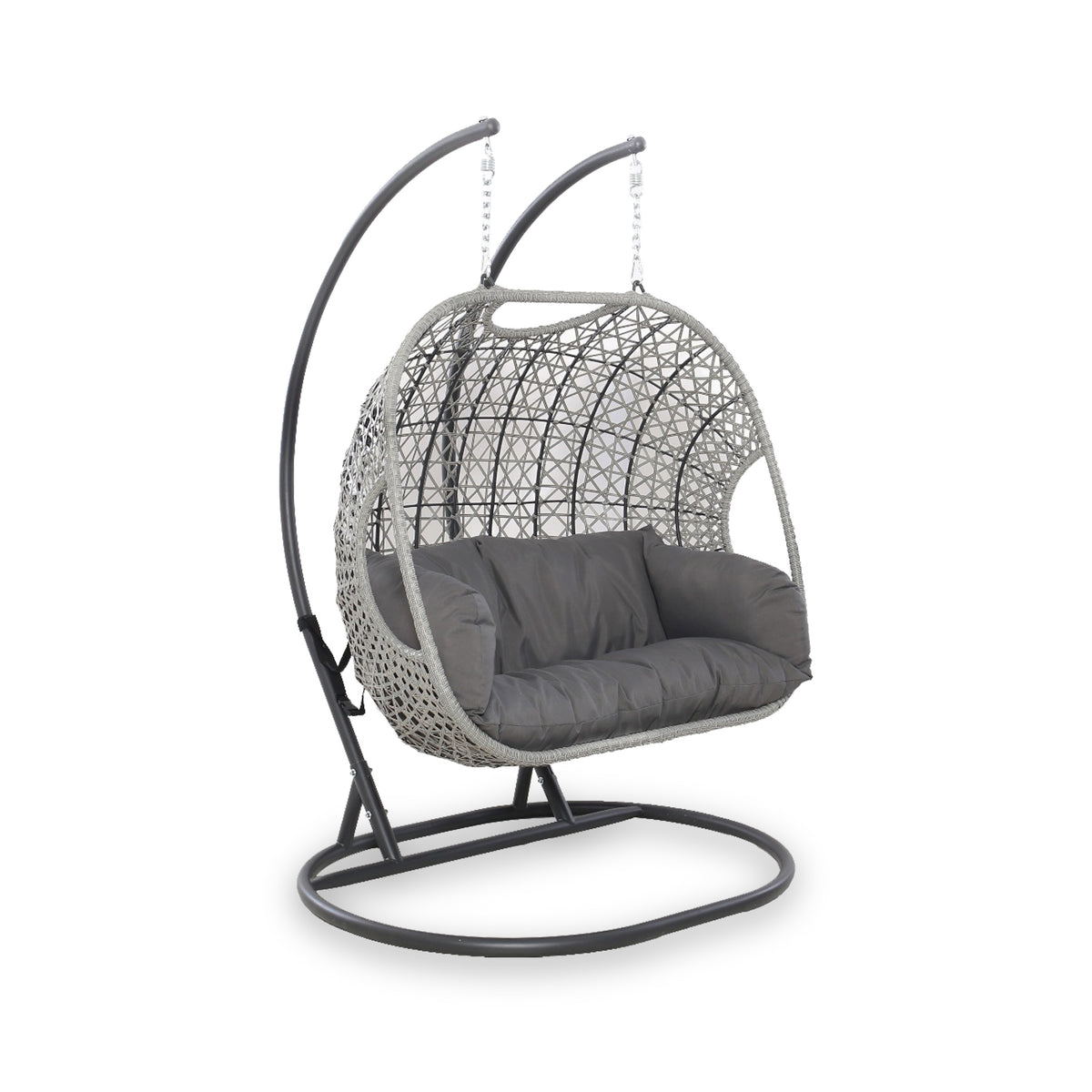 Maze Ascot Grey Double Hanging Egg Chair from Roseland Furniture