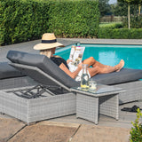 Maze Ascot Grey Rattan Sunlounger Set