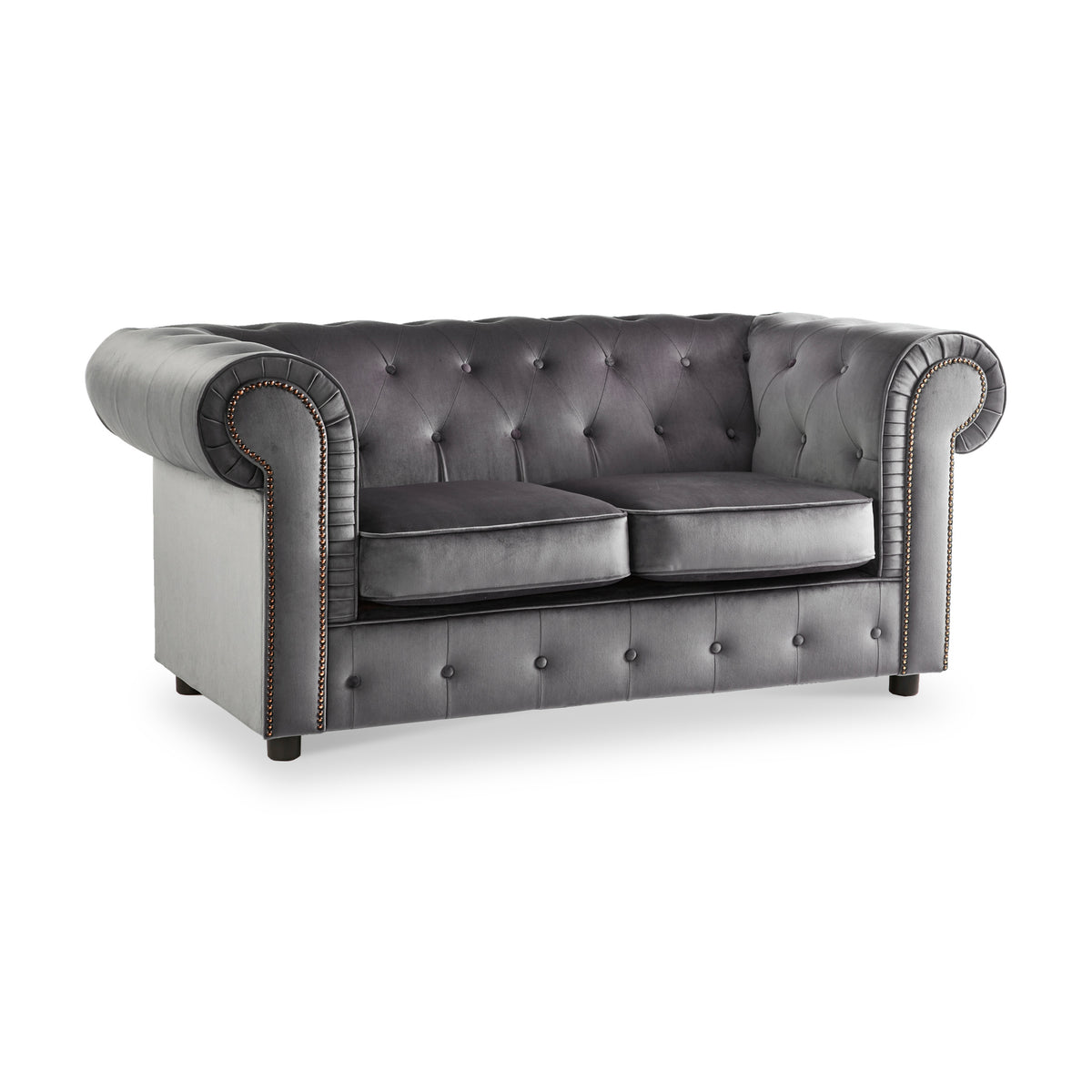 Kingswell-velvet-2-seater-sofa-grey from Roseland Furniture