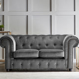 Kingswell-velvet-2-seater-sofa-grey from Roseland Furniture