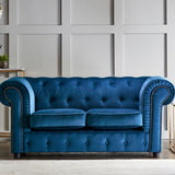 Kingswell-velvet-2-seater-sofa-indigo from Roseland Furniture