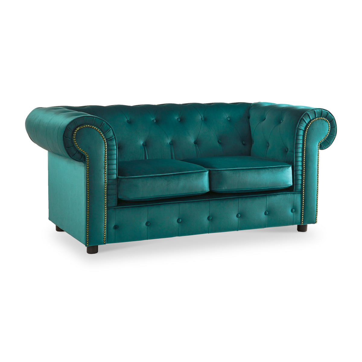 Kingswell-velvet-2-seater-sofa-teal from Roseland Furniture