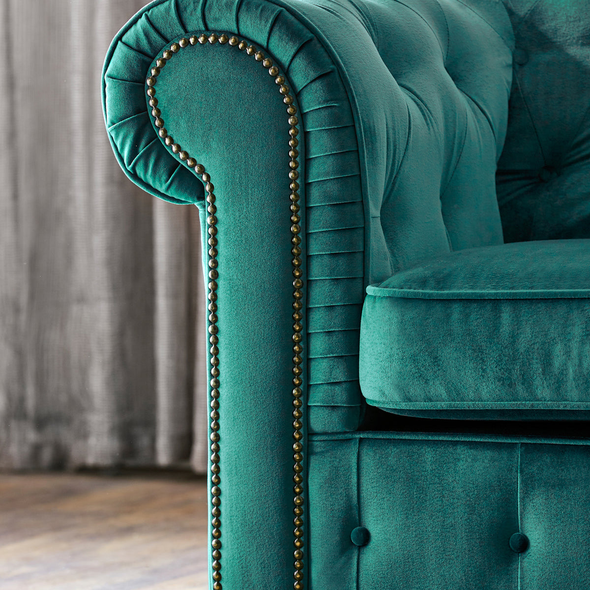 Kingswell-velvet-2-seater-sofa-teal from Roseland Furniture