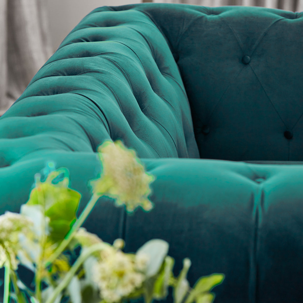 Kingswell-velvet-2-seater-sofa-teal from Roseland Furniture