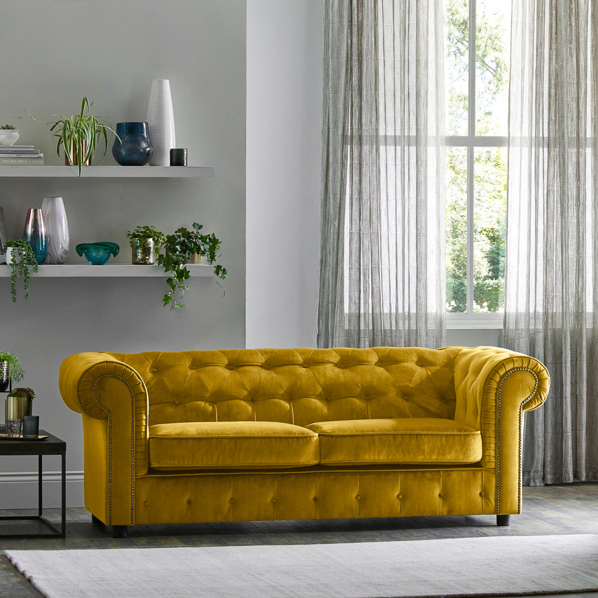 Kingswell-velvet-3-seater-sofa-turmeric from Roseland Furniture