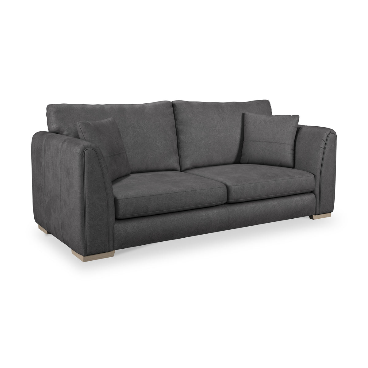 Oakley-faux-leather-3-seater-sofa-charcoal from Roseland Furniture