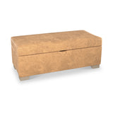 Oakley-faux-leather-storage-footstool-tan from Roseland Furniture