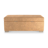 Oakley-faux-leather-storage-footstool-tan from Roseland Furniture